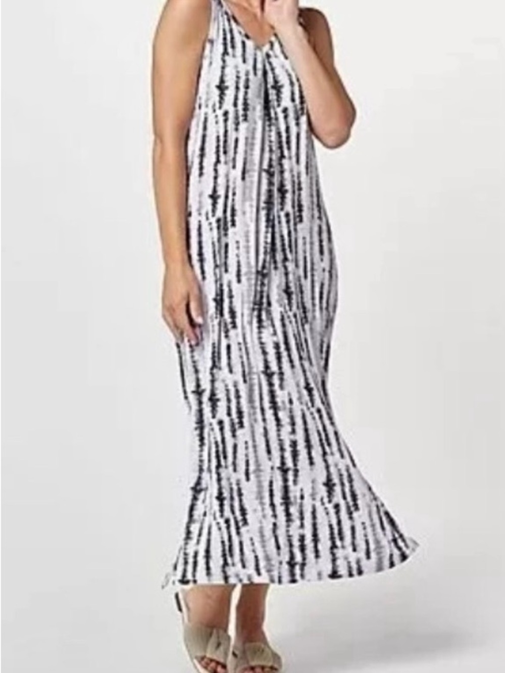 Koolaburra by Uggs Black & White Tie-Dye V-Neck soft Tank Maxi dress w pockets